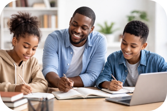 Tutor with students
